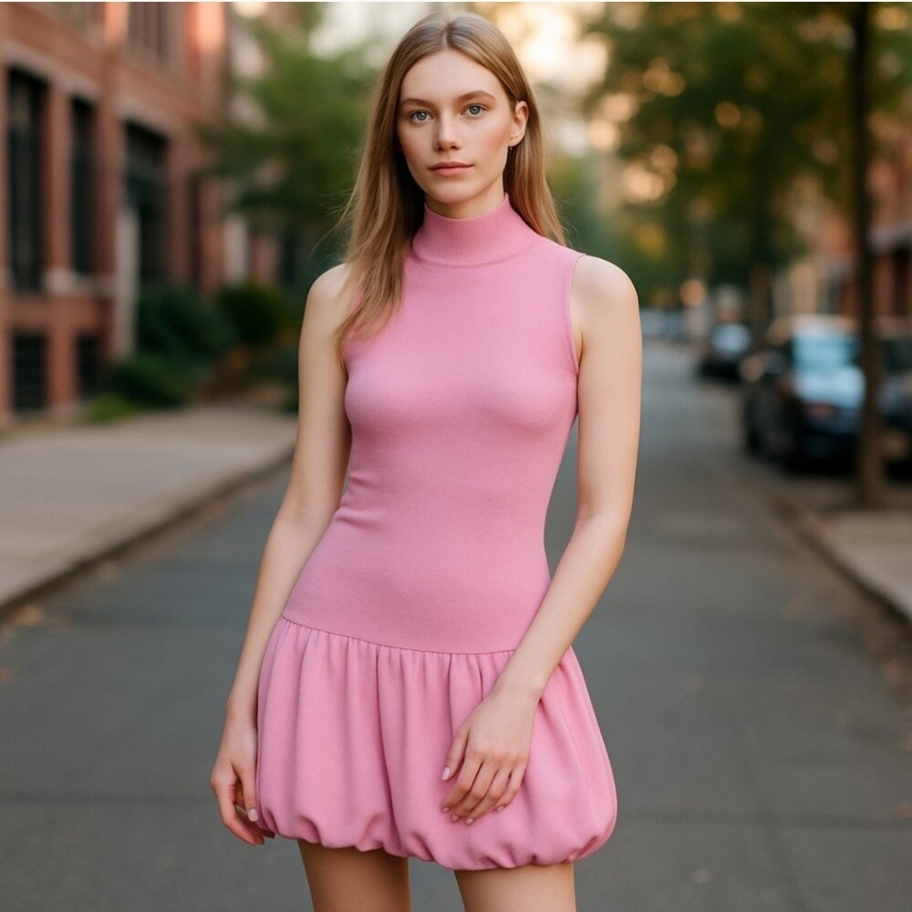 Zara Pink Sleeveless Bubblegum Balloon Hemmed Mini Dress
